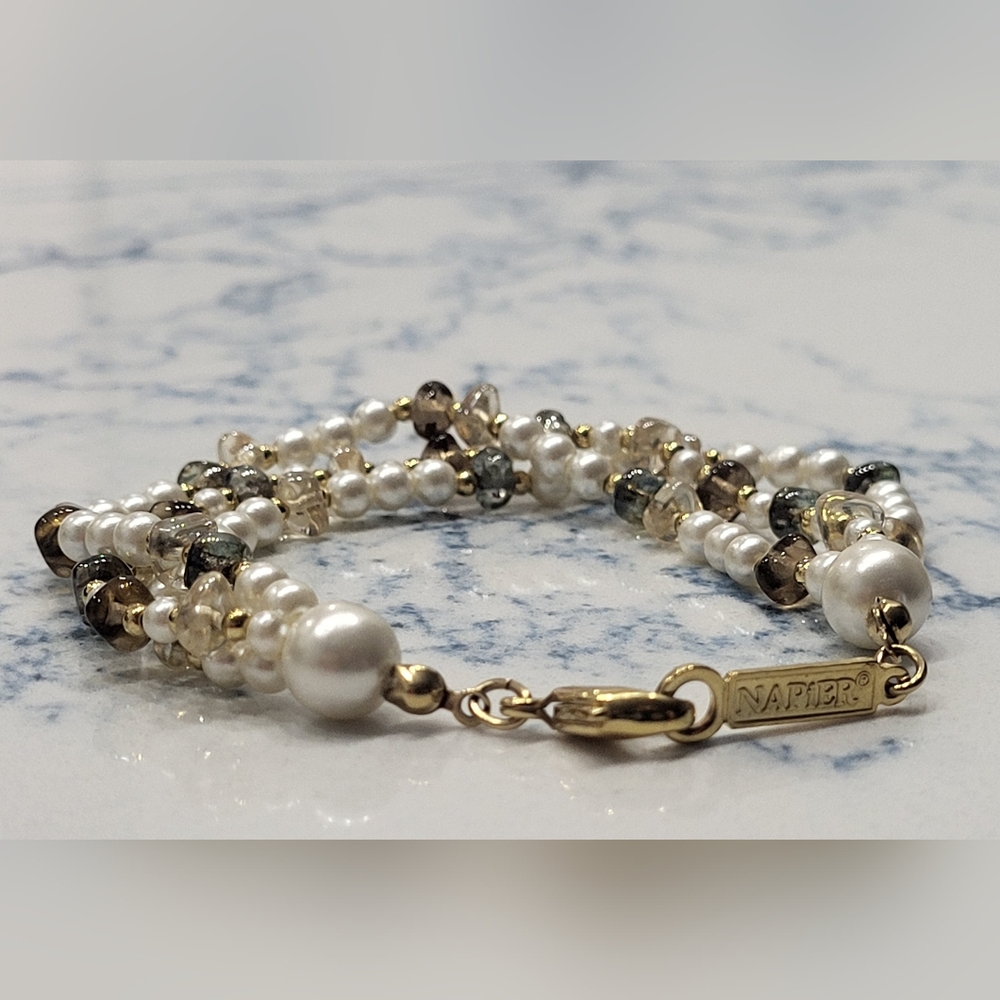 NAPIER faux pearl & multi beaded bracelet